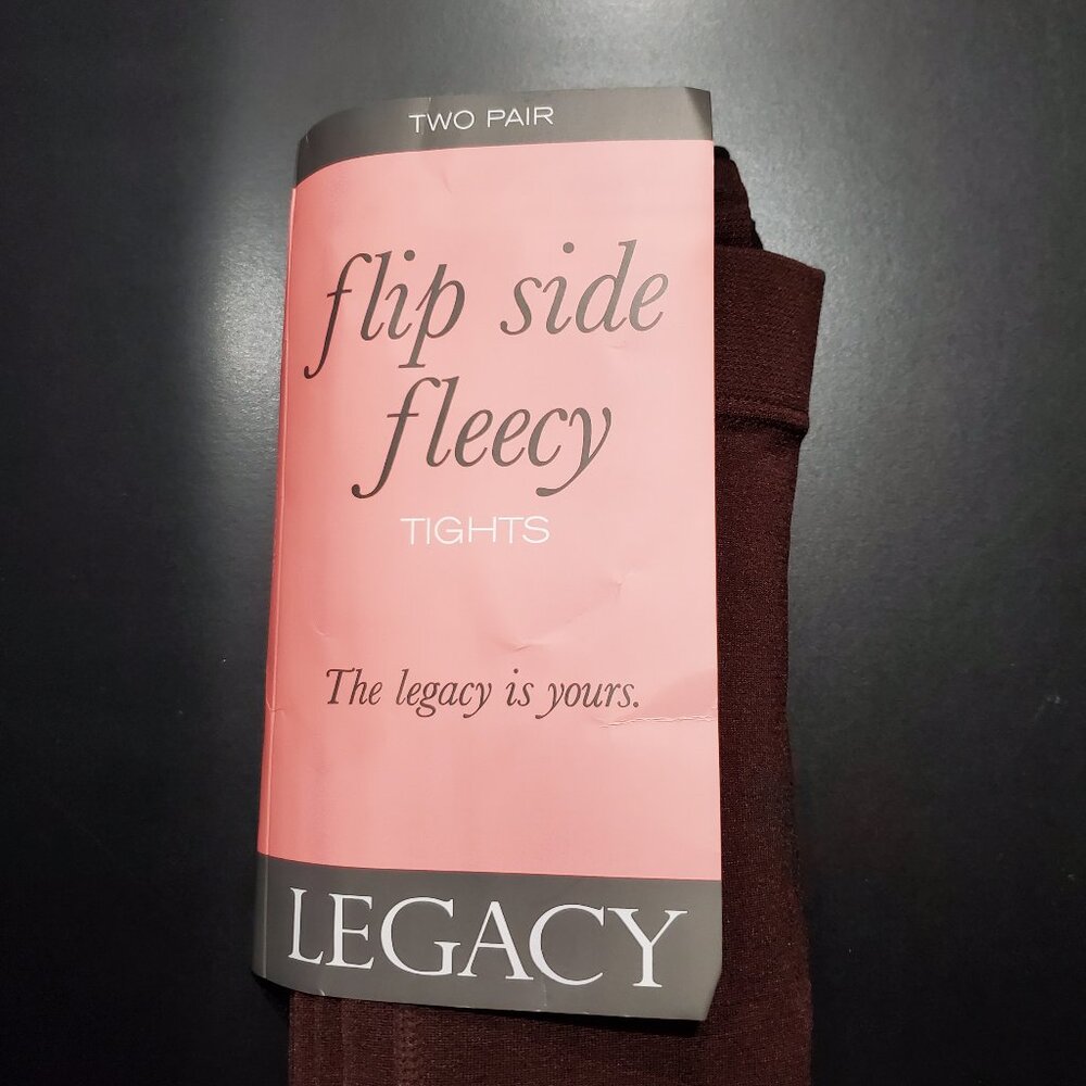 Legacy Footed Fleecy Tights, 2 Pack, Black and Raisin, Size B, NWOT